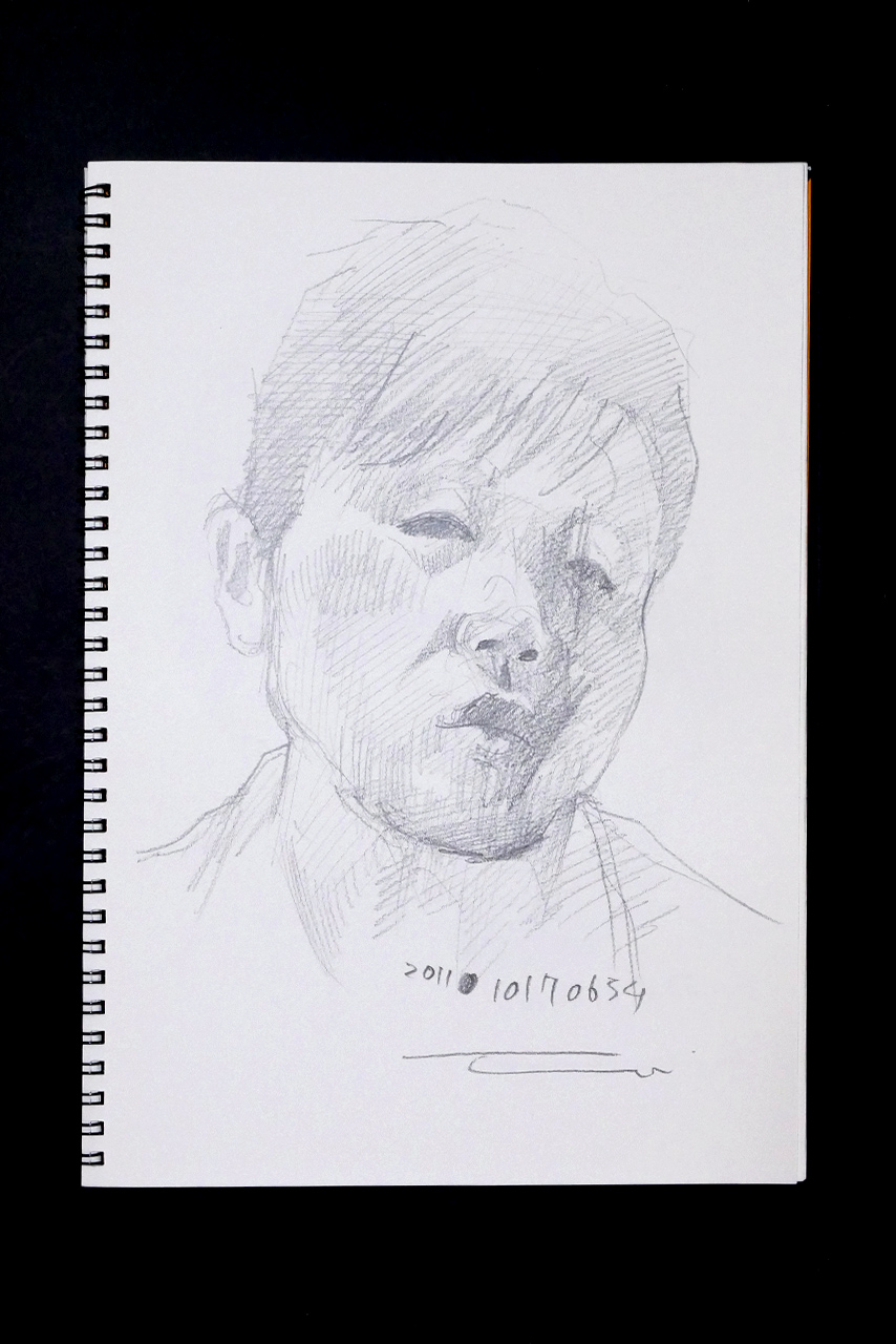 Contemporary artist SHINTAKU Tomoni's 2011/10/17 Self-portrait or pencil drawing