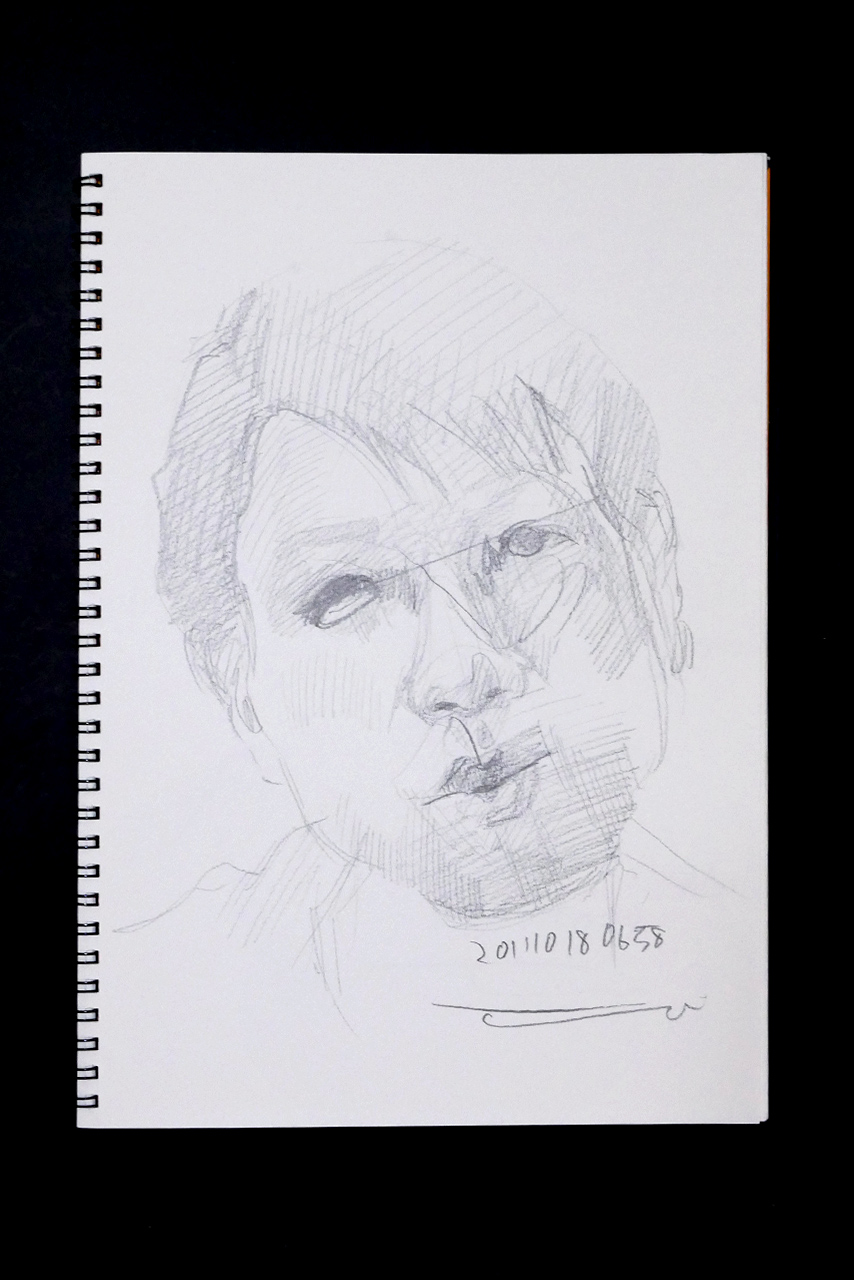 Contemporary artist SHINTAKU Tomoni's 2011/10/18 Self-portrait or pencil drawing