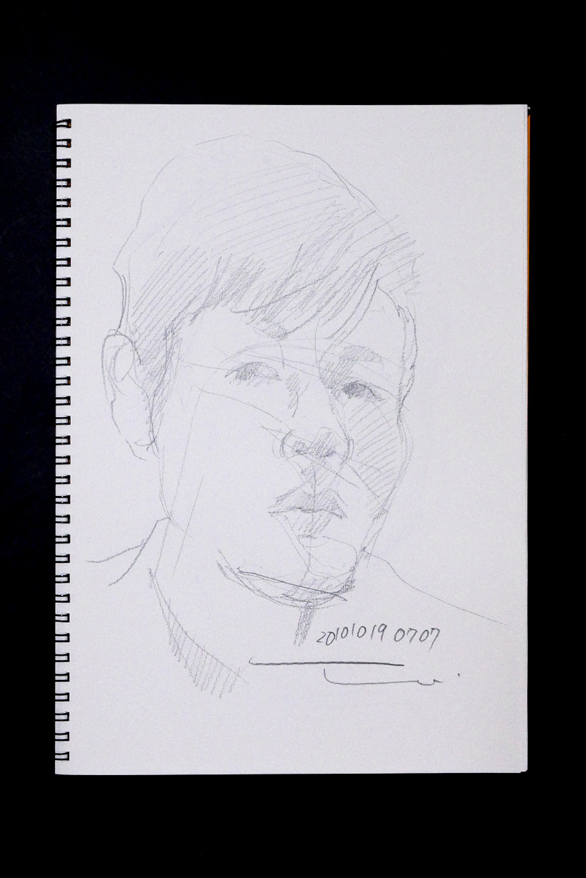 Contemporary artist SHINTAKU Tomoni's 2011/10/19 Self-portrait or pencil drawing