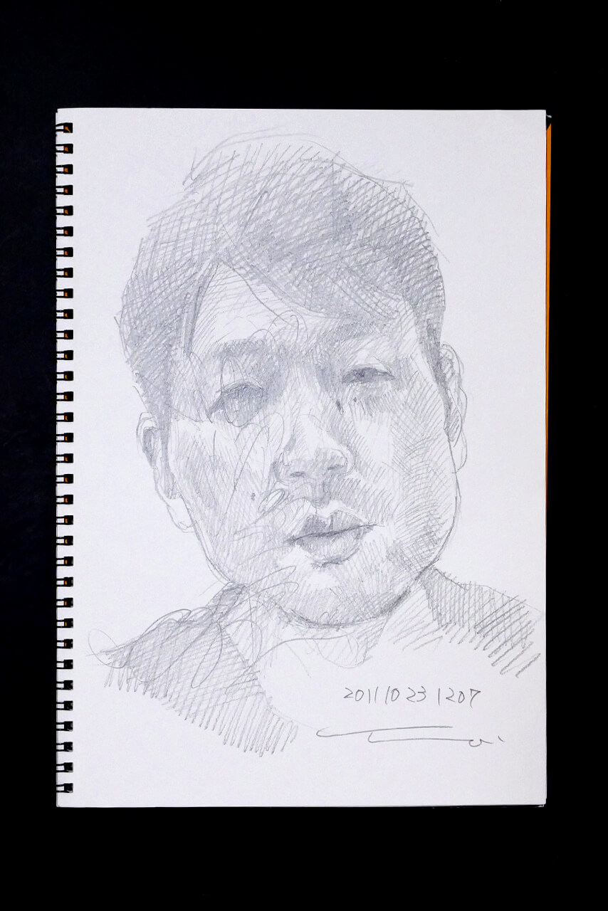 Contemporary artist SHINTAKU Tomoni's 2011/10/23 Self-portrait or pencil drawing