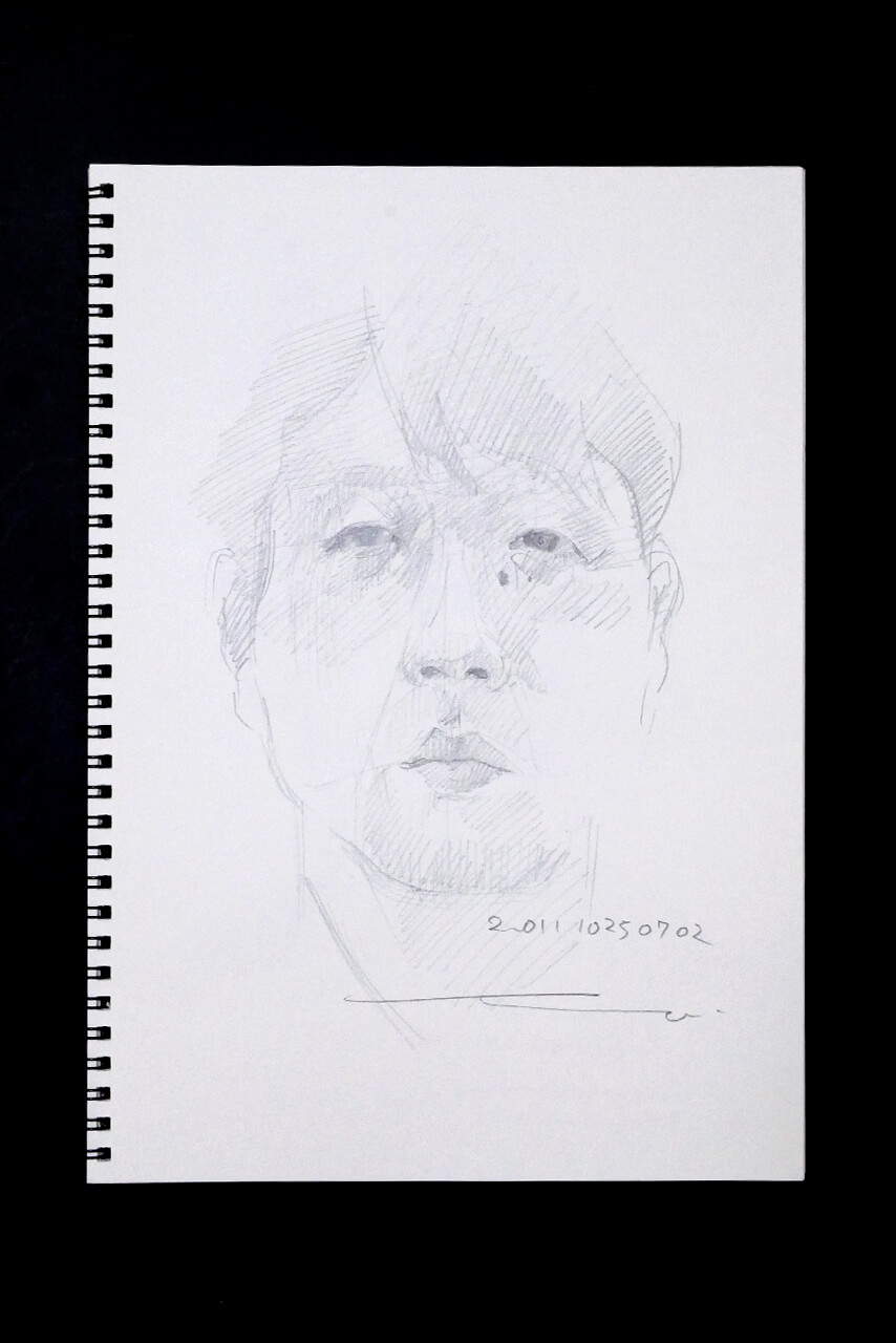 Contemporary artist SHINTAKU Tomoni's 2011/10/25 Self-portrait or pencil drawing