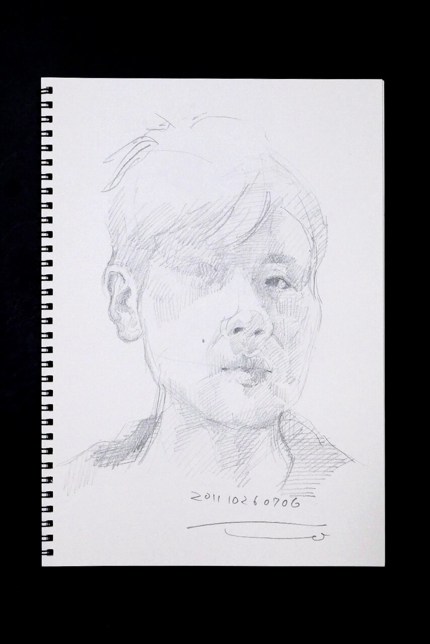 Contemporary artist SHINTAKU Tomoni's 2011/10/26 Self-portrait or pencil drawing