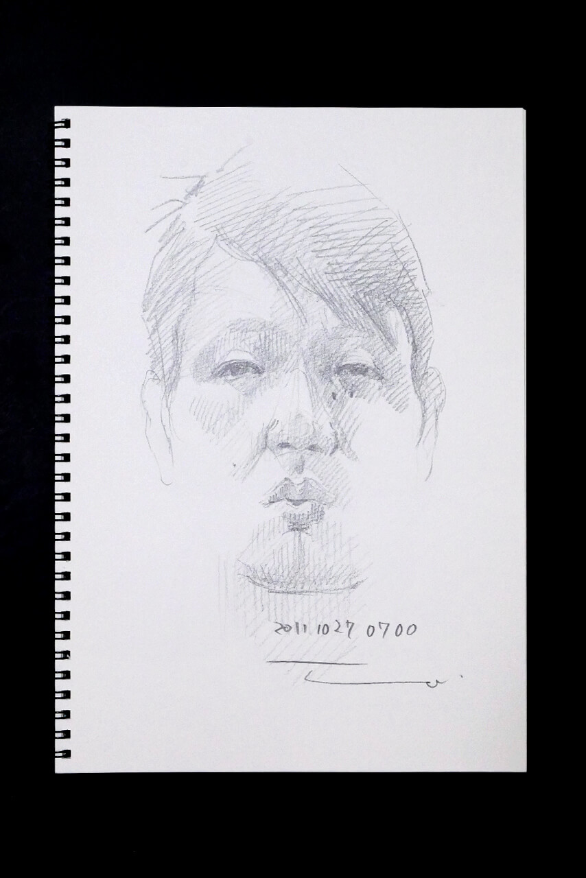 Contemporary artist SHINTAKU Tomoni's 2011/10/27 Self-portrait or pencil drawing