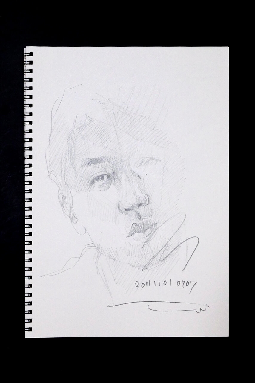 Contemporary artist SHINTAKU Tomoni's 2011/11/1 Self-portrait or pencil drawing