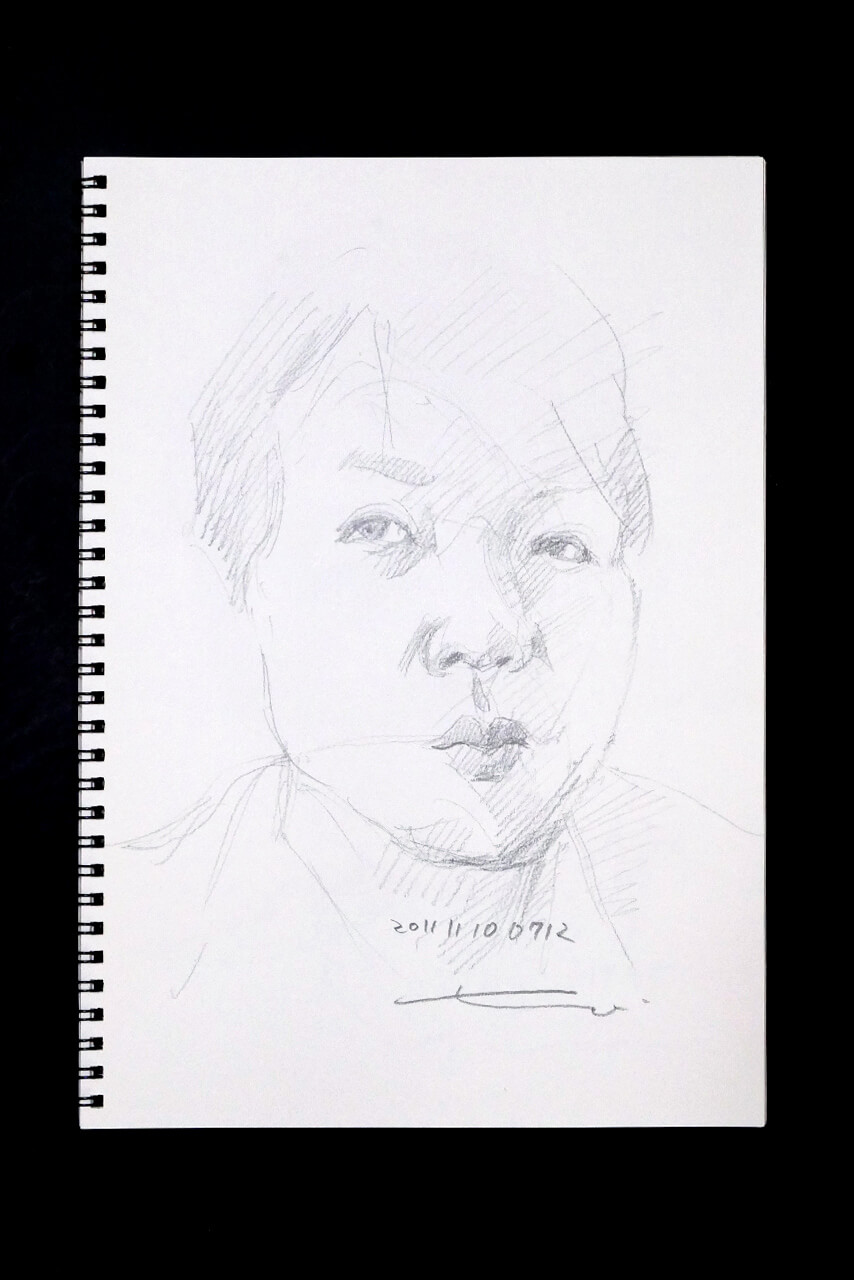 Contemporary artist SHINTAKU Tomoni's 2011/11/7 Self-portrait or pencil drawing