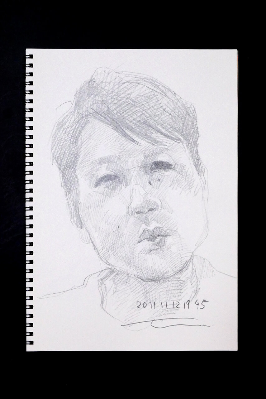 Contemporary artist SHINTAKU Tomoni's 2011/11/12 Self-portrait or pencil drawing