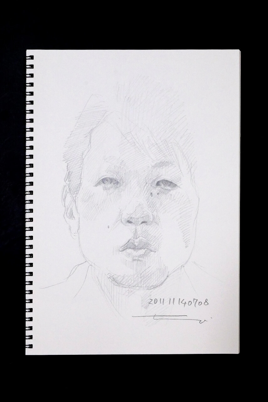 Contemporary artist SHINTAKU Tomoni's 2011/11/14 Self-portrait or pencil drawing