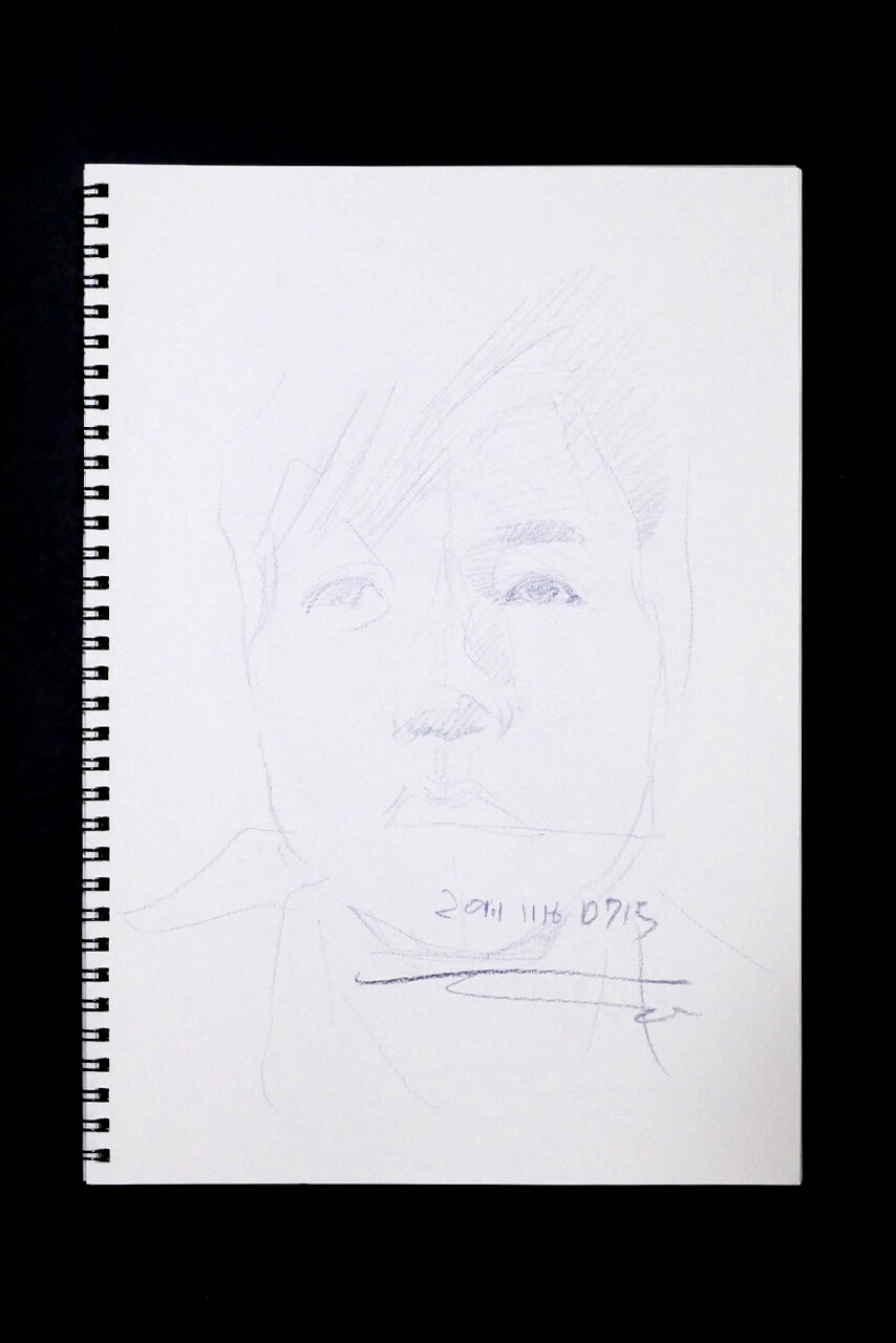 Contemporary artist SHINTAKU Tomoni's 2011/11/16 Self-portrait or pencil drawing