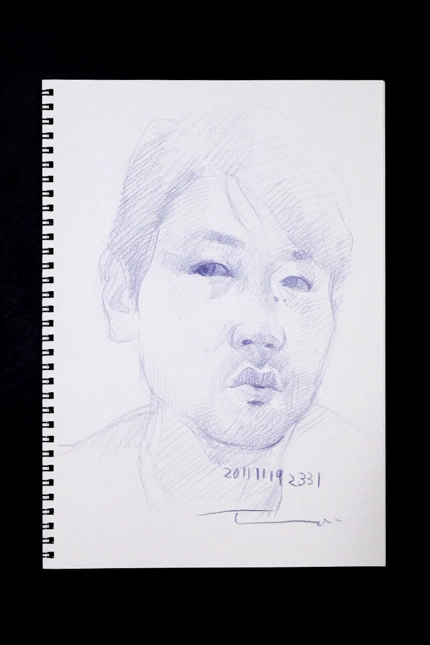Contemporary artist SHINTAKU Tomoni's 2011/11/19 Self-portrait or pencil drawing