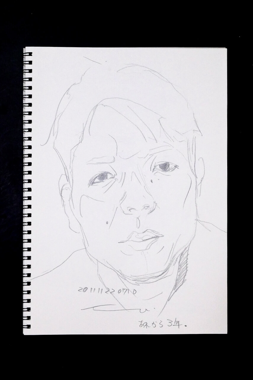 Contemporary artist SHINTAKU Tomoni's 2011/11/22 Self-portrait or pencil drawing