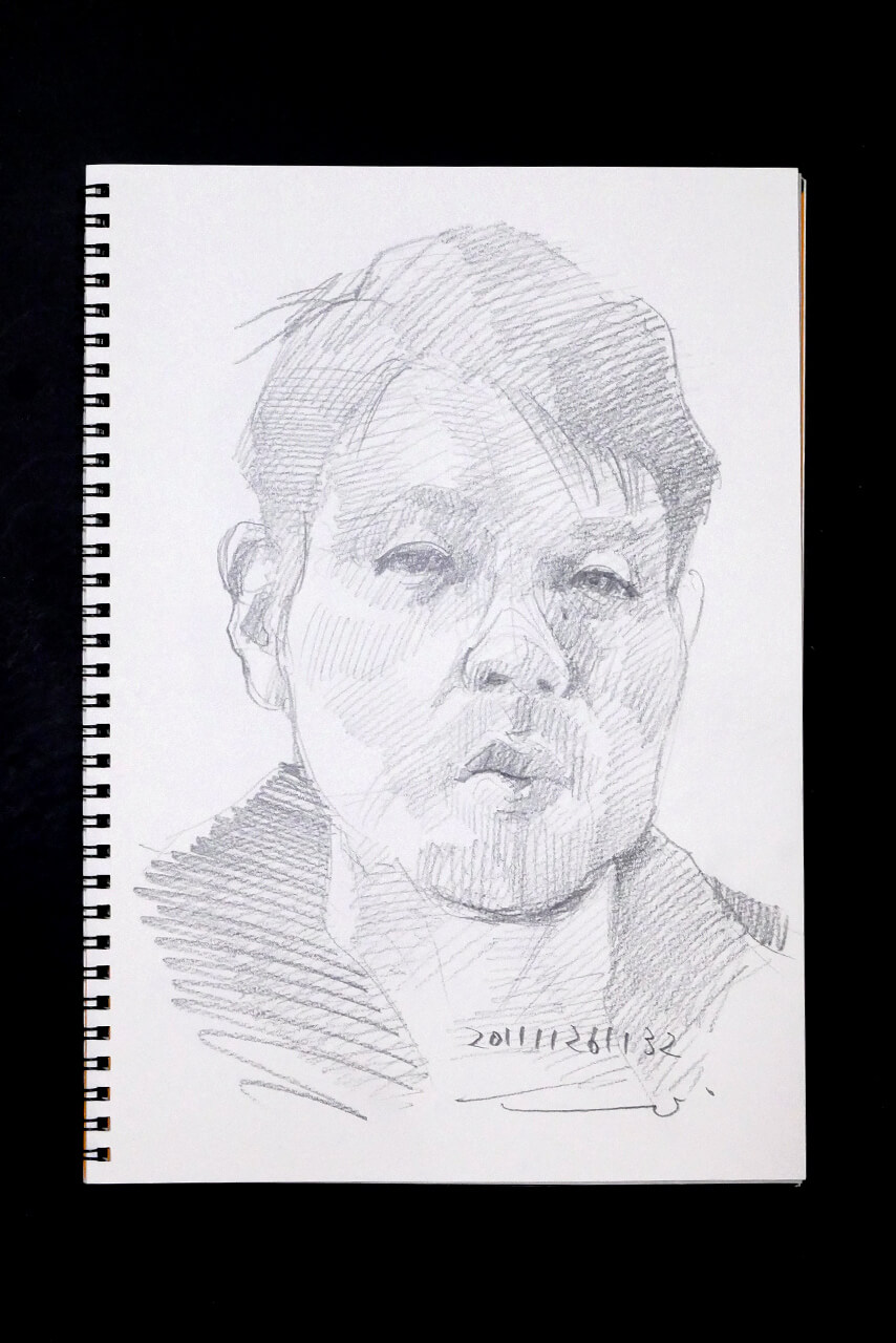 Contemporary artist SHINTAKU Tomoni's 2011/11/26 Self-portrait or pencil drawing