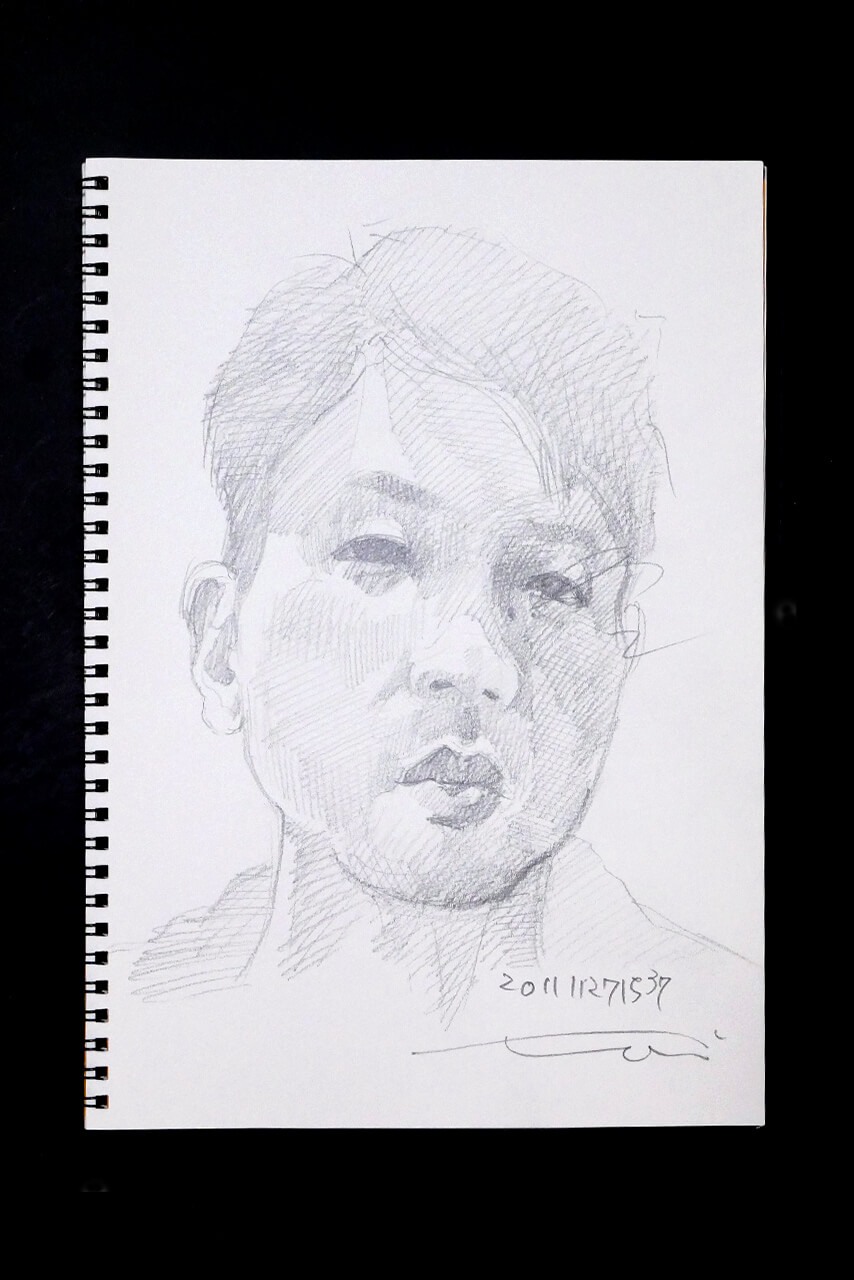 Contemporary artist SHINTAKU Tomoni's 2011/11/27 Self-portrait or pencil drawing
