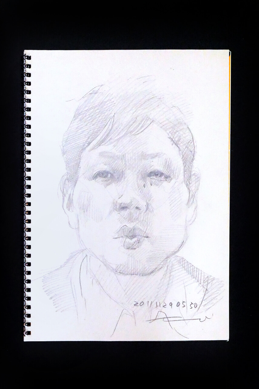 Contemporary artist SHINTAKU Tomoni's 2011/11/29 Self-portrait or pencil drawing