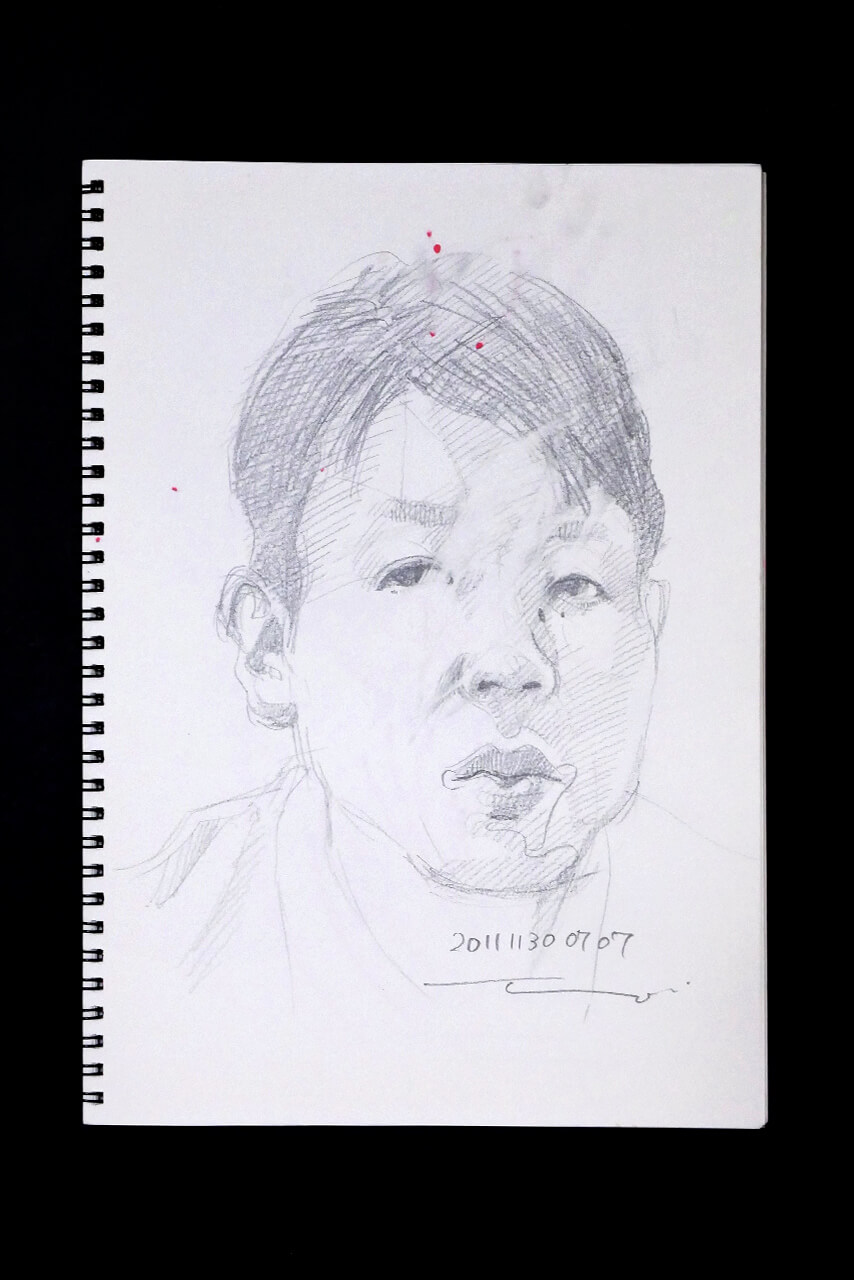 Contemporary artist SHINTAKU Tomoni's 2011/11/30 Self-portrait or pencil drawing