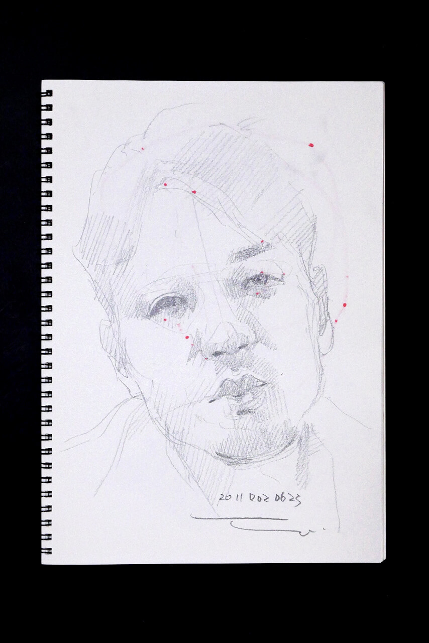 Contemporary artist SHINTAKU Tomoni's 2011/12/2 Self-portrait or pencil drawing