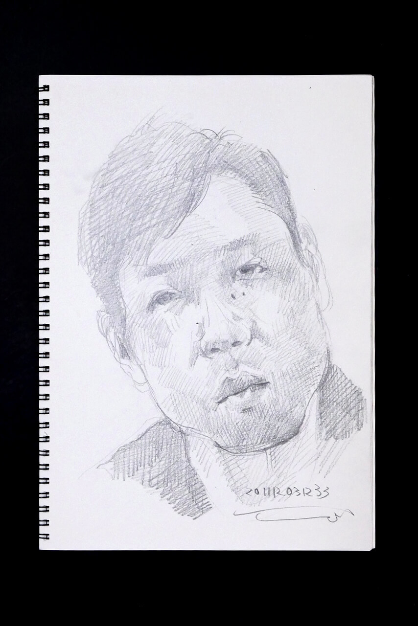 Contemporary artist SHINTAKU Tomoni's 2011/12/3 Self-portrait or pencil drawing