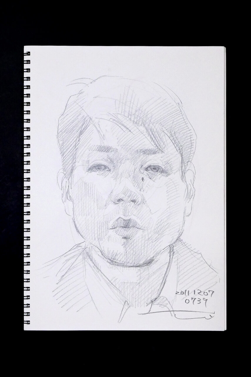 Contemporary artist SHINTAKU Tomoni's 2011/12/7 Self-portrait or pencil drawing