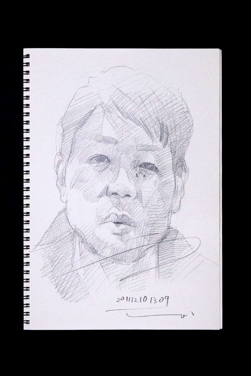Contemporary artist SHINTAKU Tomoni's 2011/12/10 Self-portrait or pencil drawing