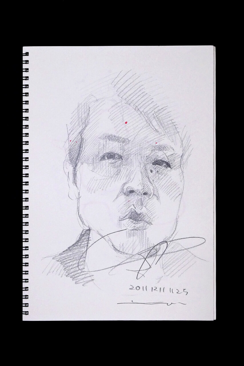 Contemporary artist SHINTAKU Tomoni's 2011/12/11 Self-portrait or pencil drawing