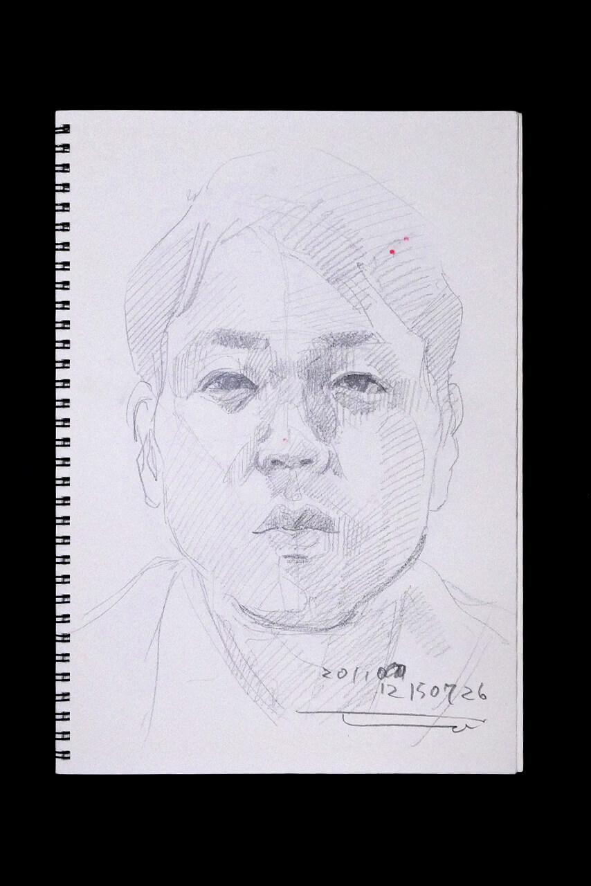 Contemporary artist SHINTAKU Tomoni's 2011/12/15 Self-portrait or pencil drawing