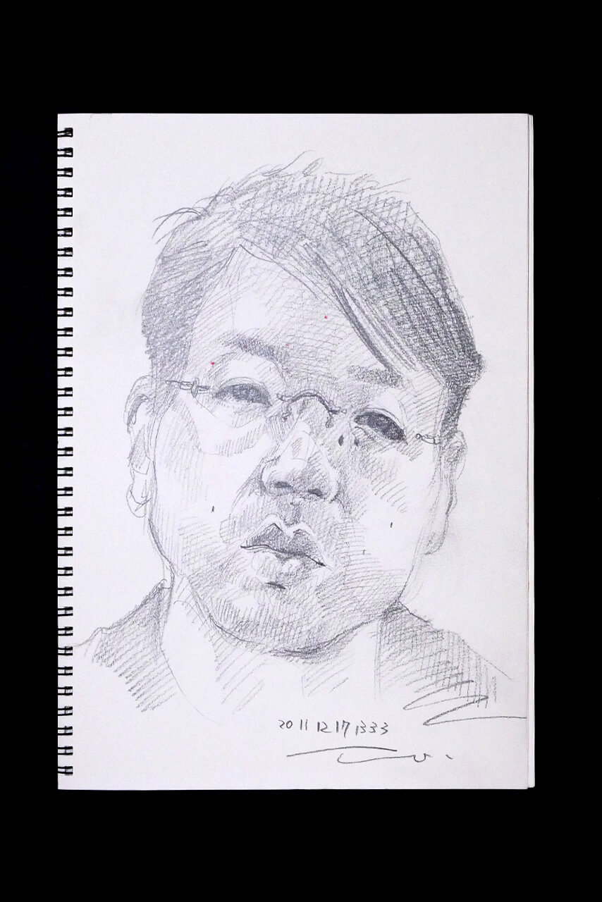 Contemporary artist SHINTAKU Tomoni's 2011/12/17 Self-portrait or pencil drawing