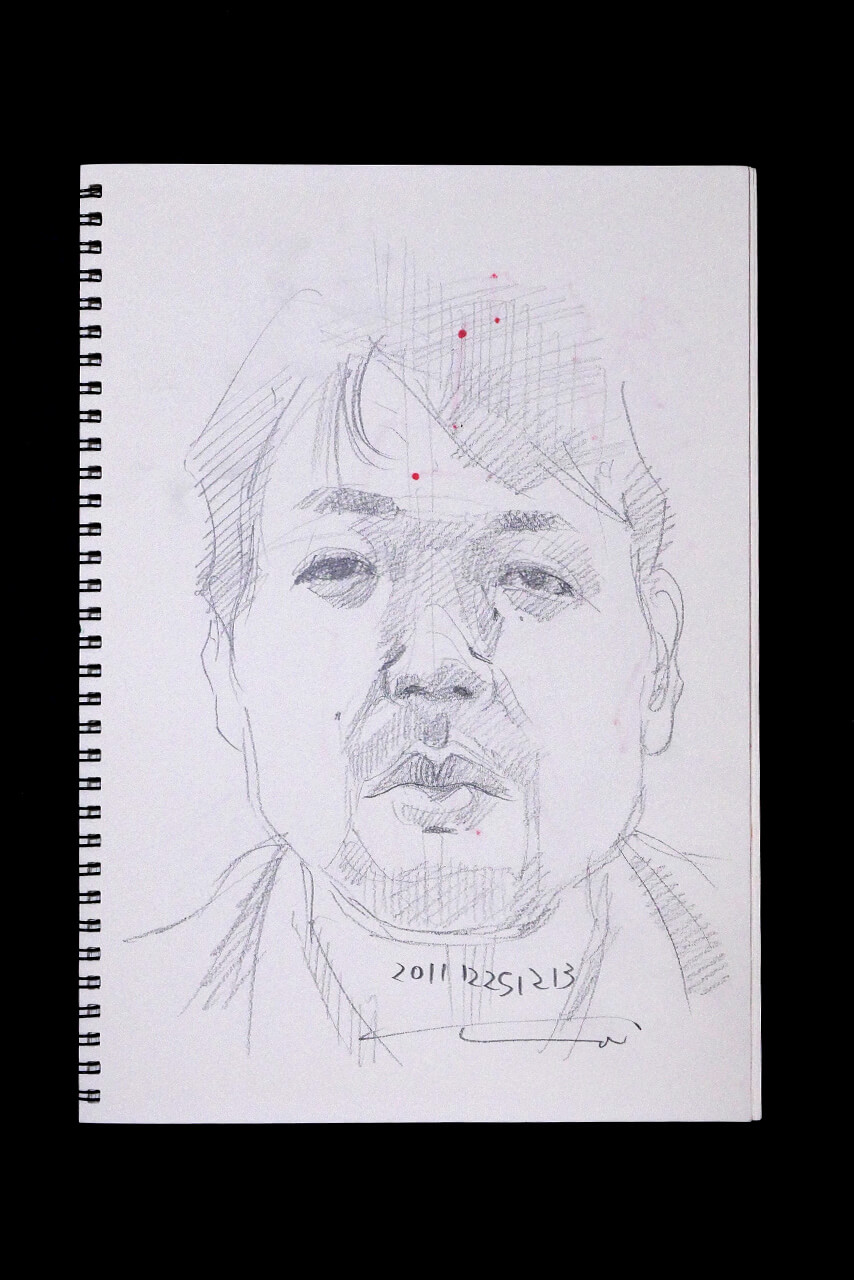 Contemporary artist SHINTAKU Tomoni's 2011/12/25 Self-portrait or pencil drawing