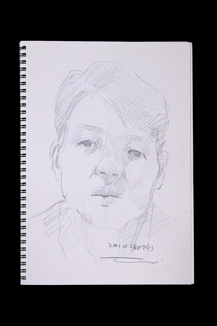 Contemporary artist SHINTAKU Tomoni's 2011/12/26 Self-portrait or pencil drawing