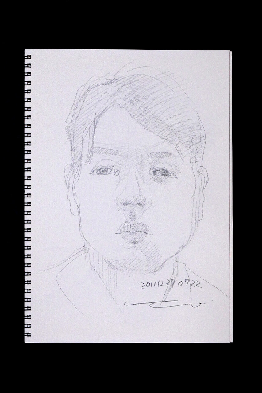 Contemporary artist SHINTAKU Tomoni's 2011/12/27 Self-portrait or pencil drawing