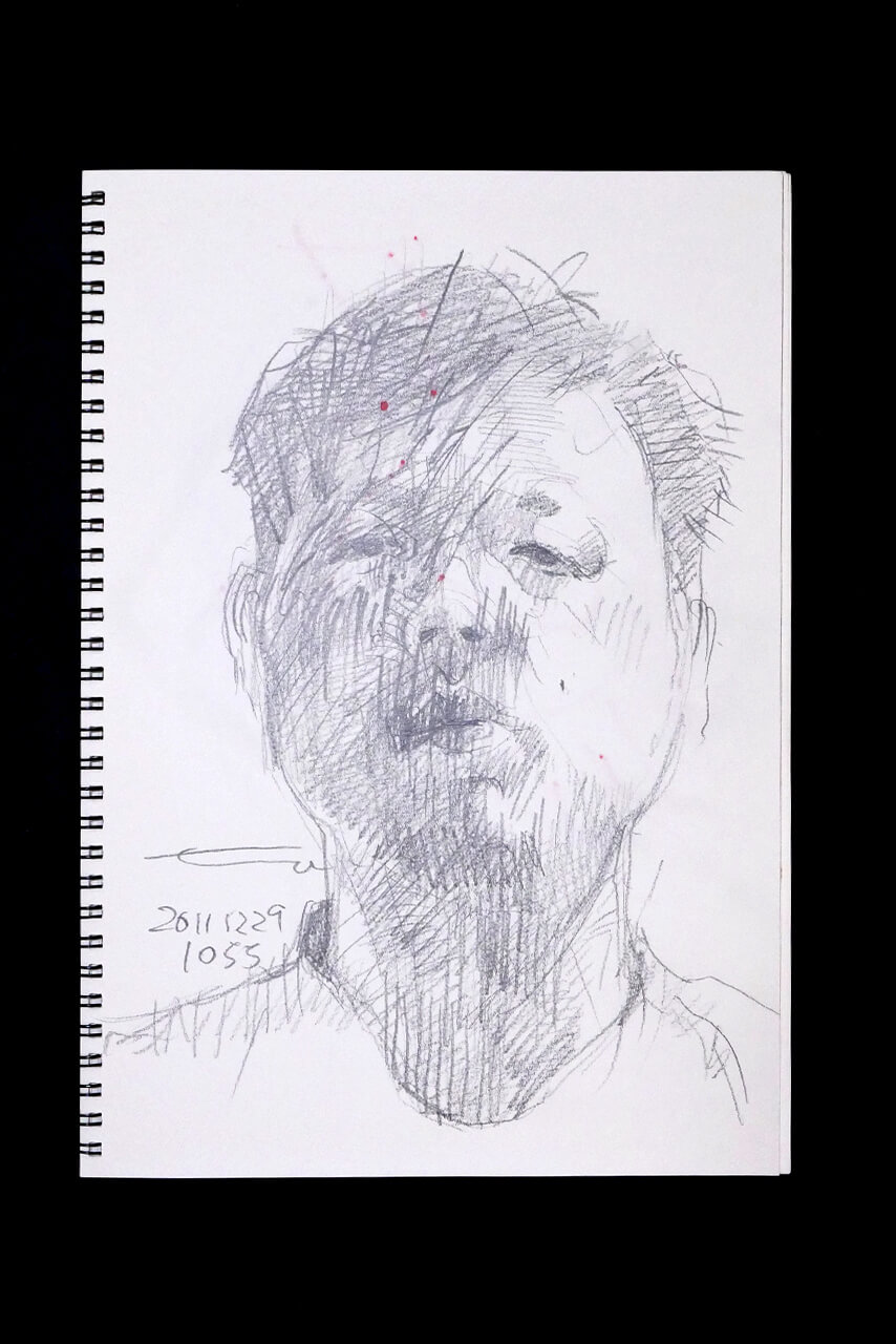 Contemporary artist SHINTAKU Tomoni's 2011/12/29 Self-portrait or pencil drawing