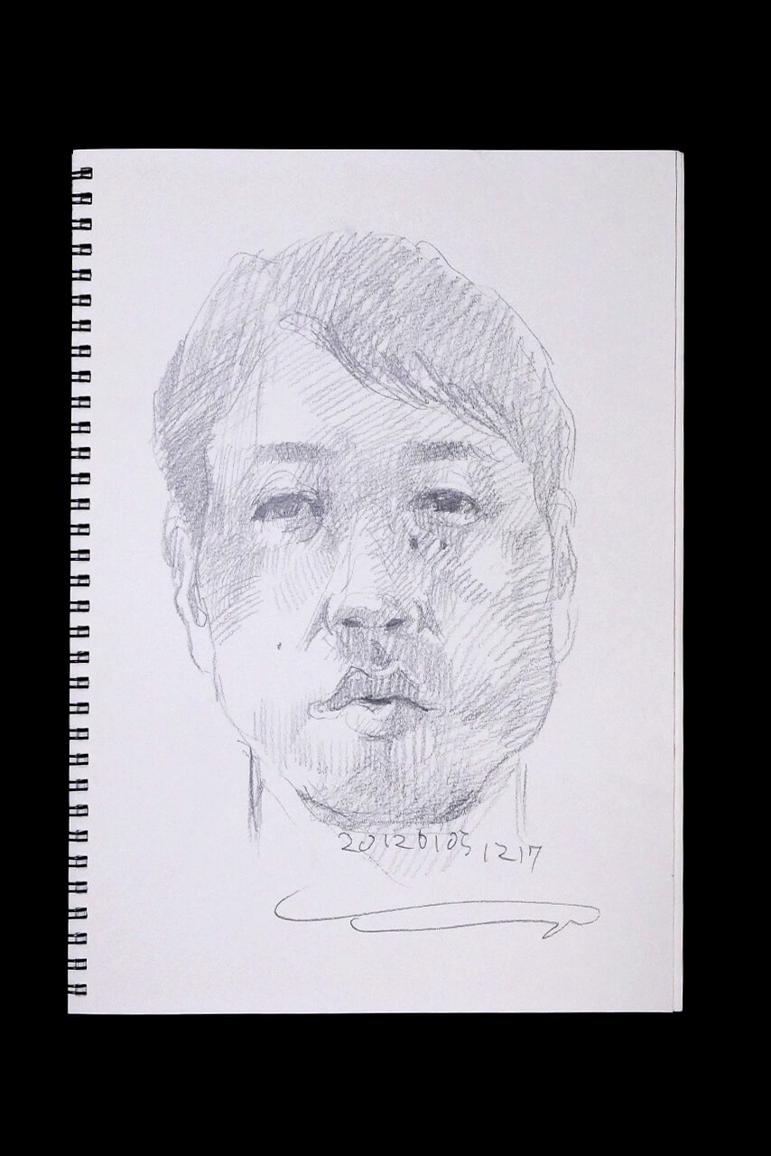 Contemporary artist SHINTAKU Tomoni's 2012/1/5 Self-portrait or pencil drawing