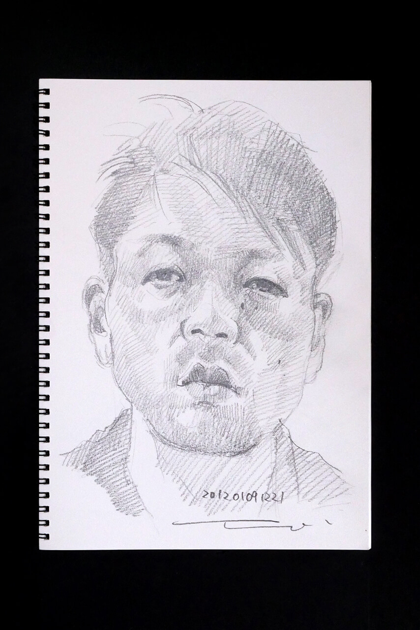 Contemporary artist SHINTAKU Tomoni's 2012/1/9 Self-portrait or pencil drawing