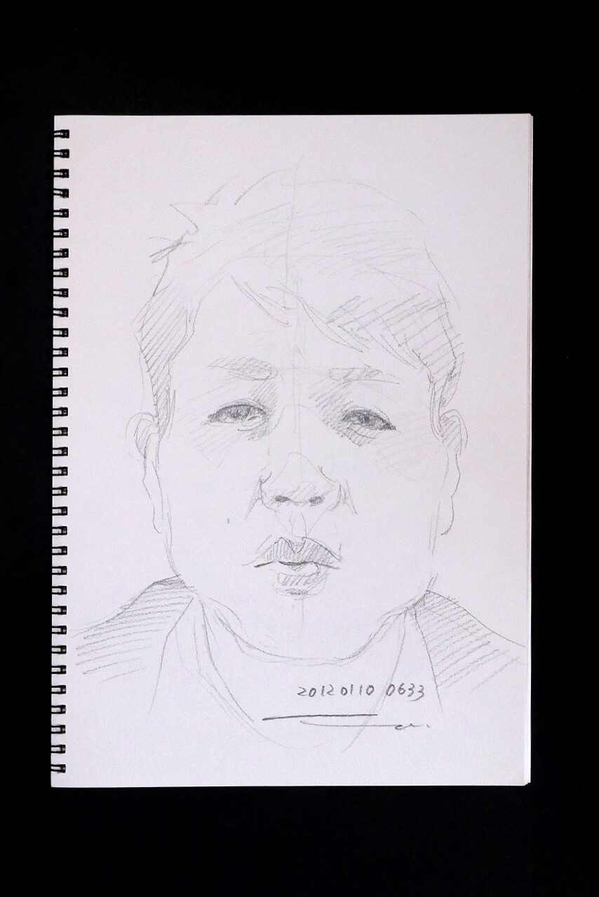 Contemporary artist SHINTAKU Tomoni's 2012/1/10 Self-portrait or pencil drawing