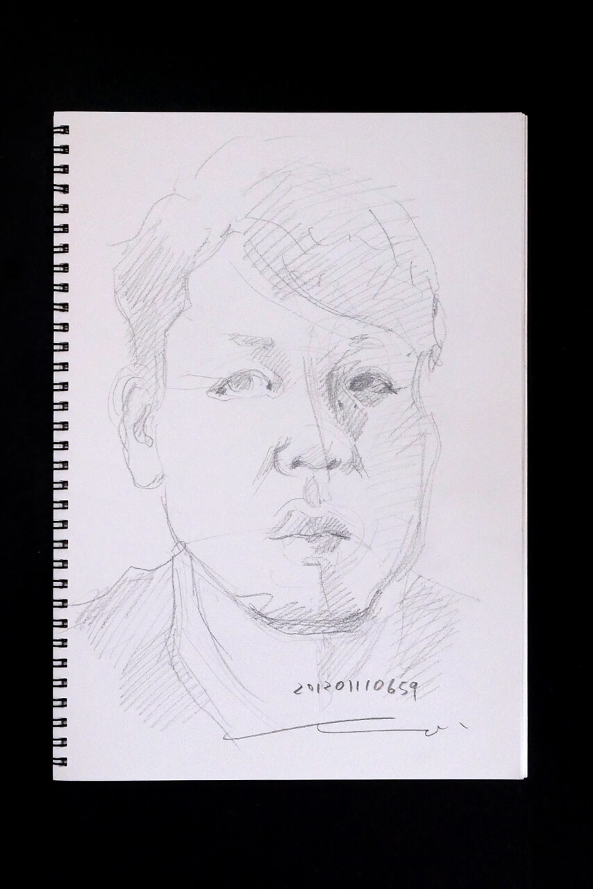 Contemporary artist SHINTAKU Tomoni's 2012/1/11 Self-portrait or pencil drawing