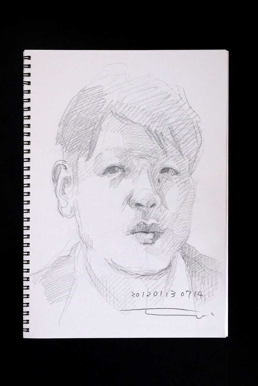 Contemporary artist SHINTAKU Tomoni's 2012/1/13 Self-portrait or pencil drawing