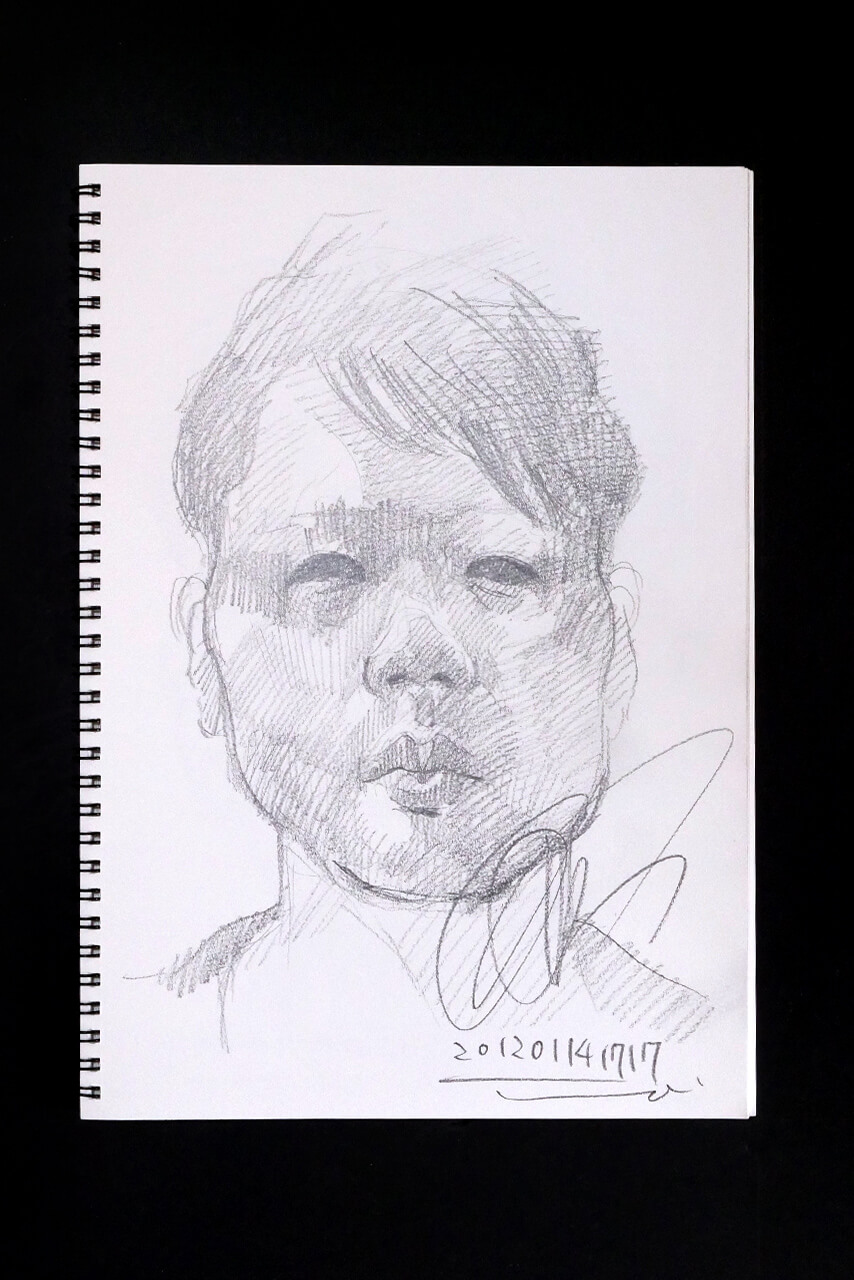 Contemporary artist SHINTAKU Tomoni's 2012/1/14 Self-portrait or pencil drawing