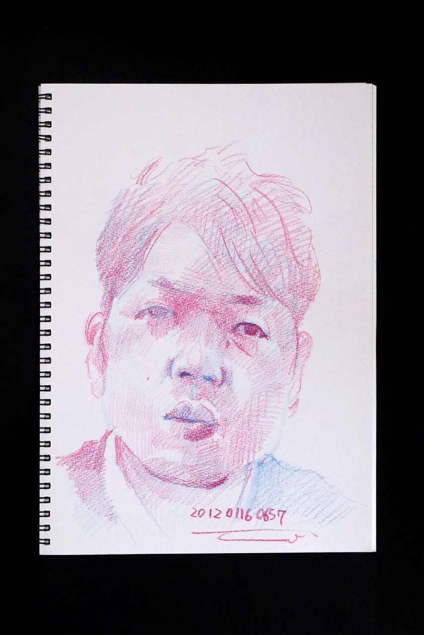 Contemporary artist SHINTAKU Tomoni's 2012/1/16 Self-portrait or pencil drawing