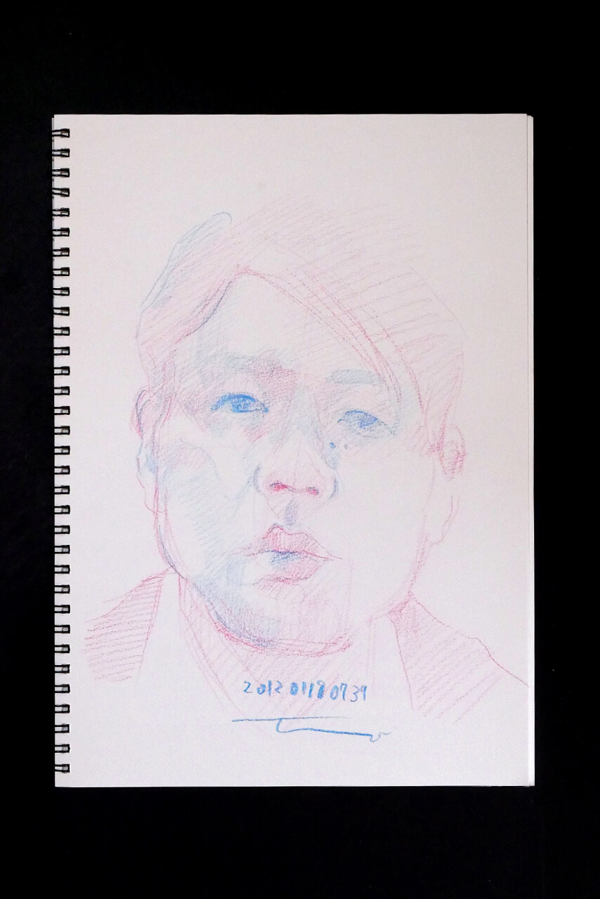 Contemporary artist SHINTAKU Tomoni's 2012/1/18 Self-portrait or pencil drawing
