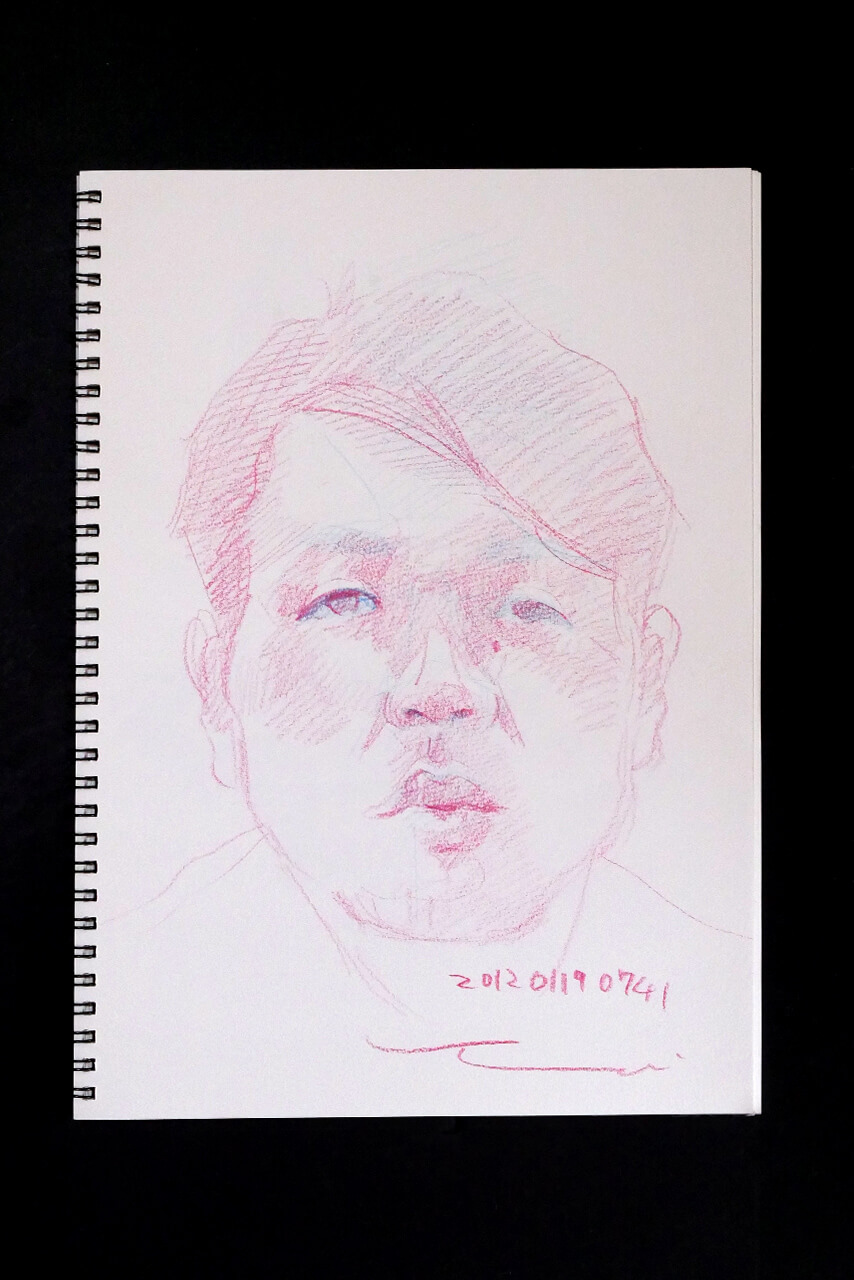 Contemporary artist SHINTAKU Tomoni's 2012/1/19 Self-portrait or pencil drawing