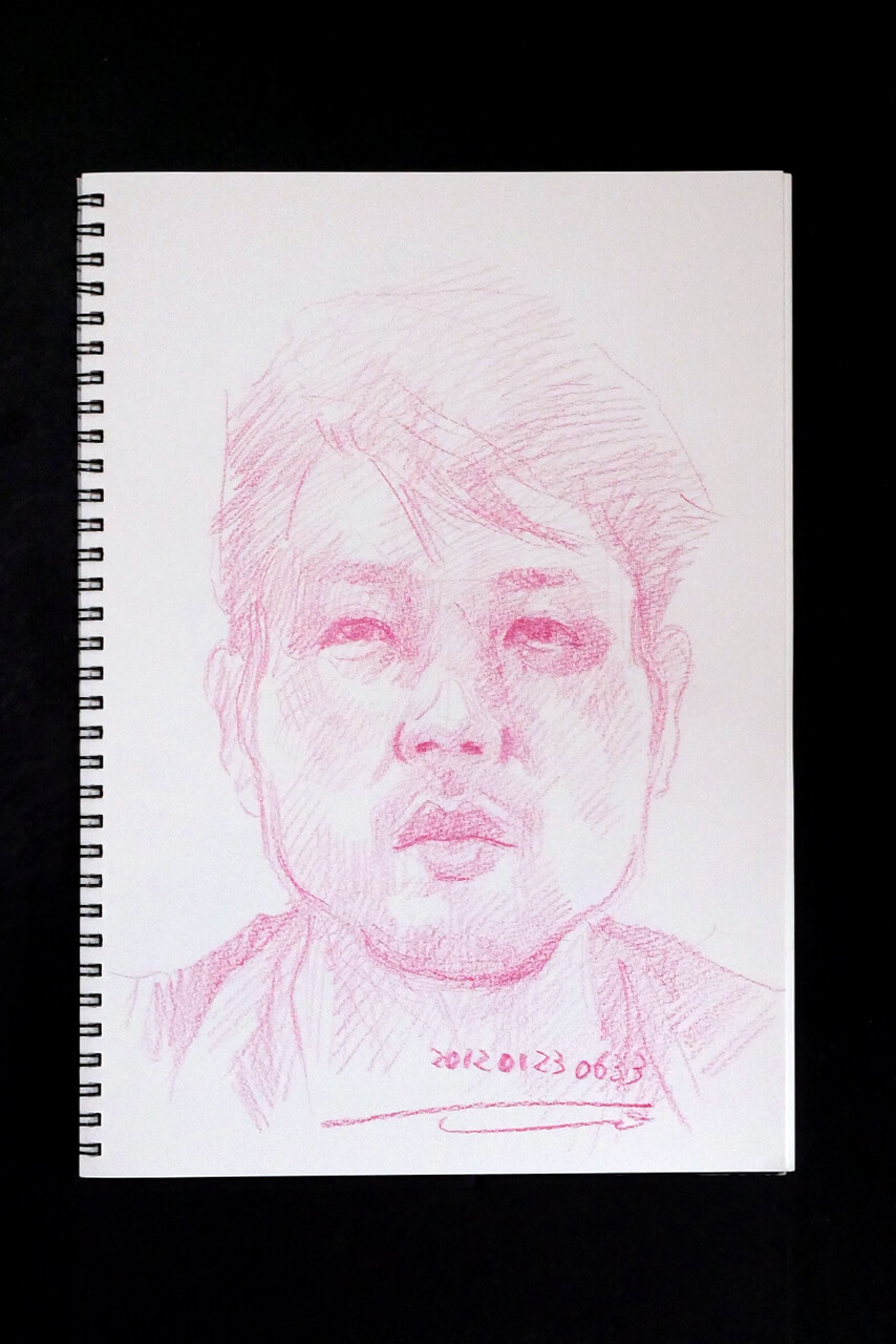 Contemporary artist SHINTAKU Tomoni's 2012/1/23 Self-portrait or pencil drawing