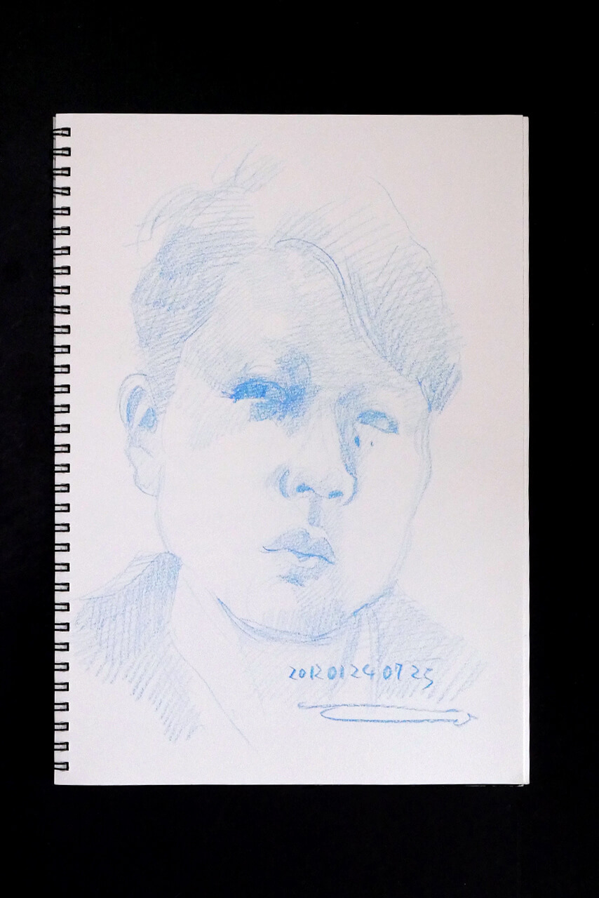Contemporary artist SHINTAKU Tomoni's 2012/1/24 Self-portrait or pencil drawing