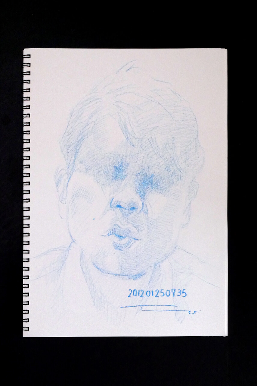 Contemporary artist SHINTAKU Tomoni's 2012/1/25 Self-portrait or pencil drawing
