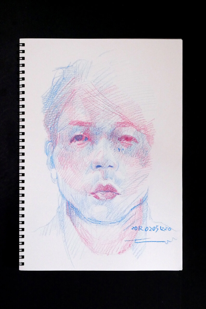 Contemporary artist SHINTAKU Tomoni's 2012/2/5 Self-portrait or pencil drawing