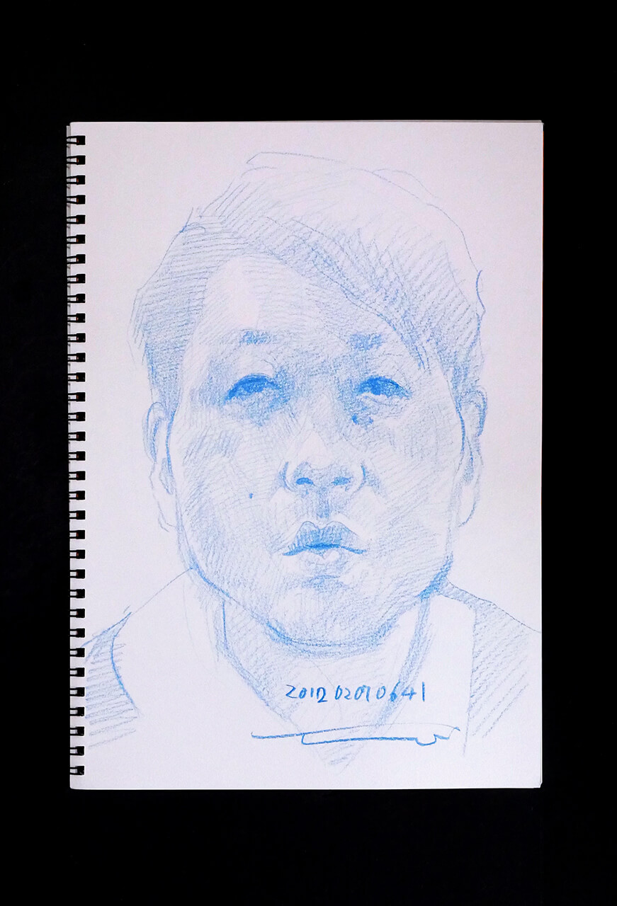Contemporary artist SHINTAKU Tomoni's 2012/2/7 Self-portrait or pencil drawing