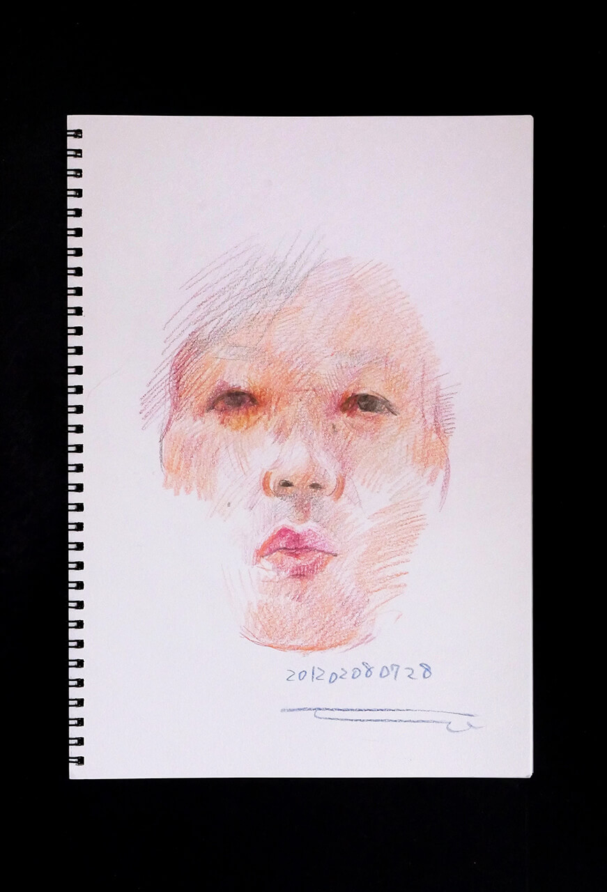 Contemporary artist SHINTAKU Tomoni's 2012/2/8 Self-portrait or pencil drawing