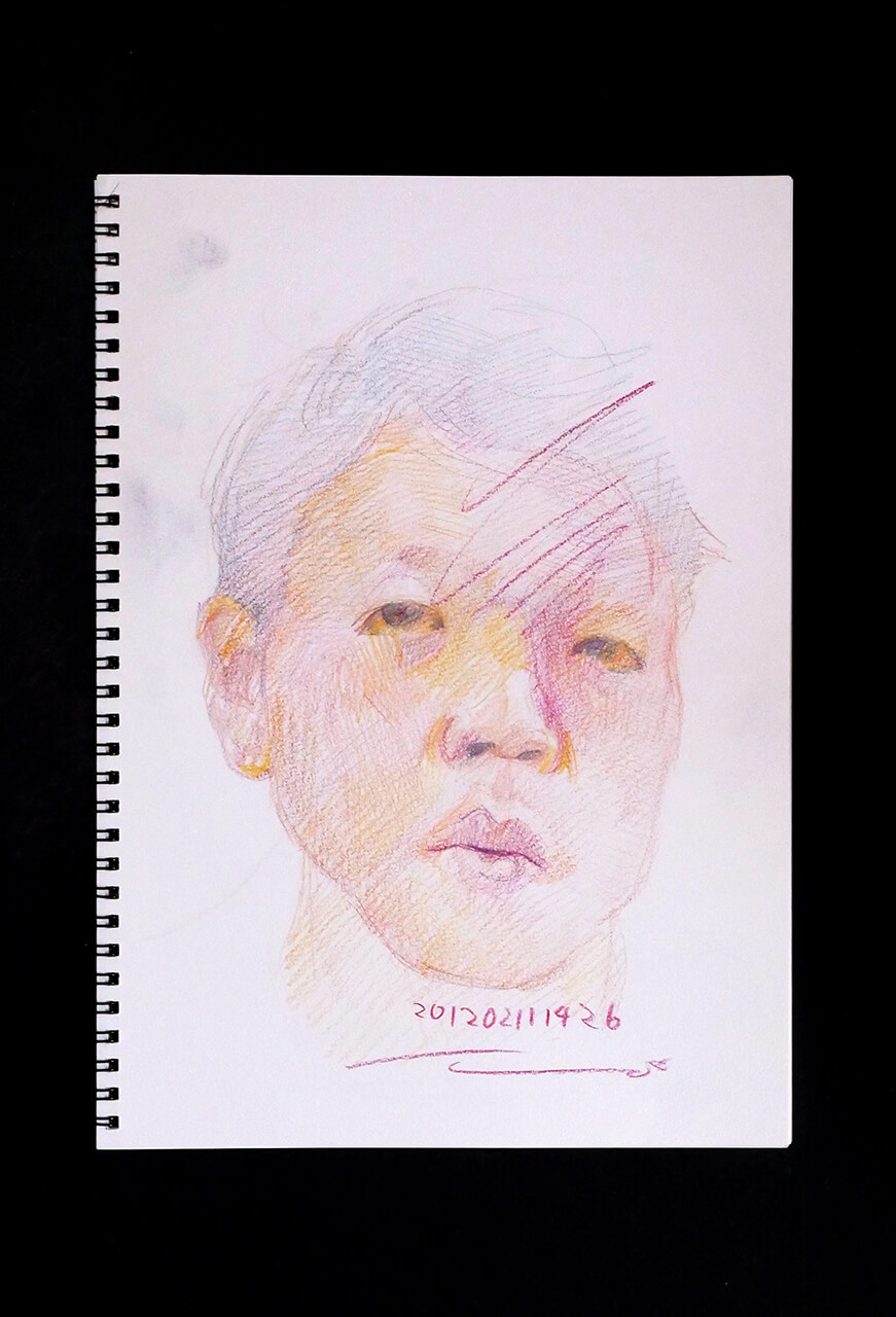 Contemporary artist SHINTAKU Tomoni's 2012/2/11 Self-portrait or pencil drawing