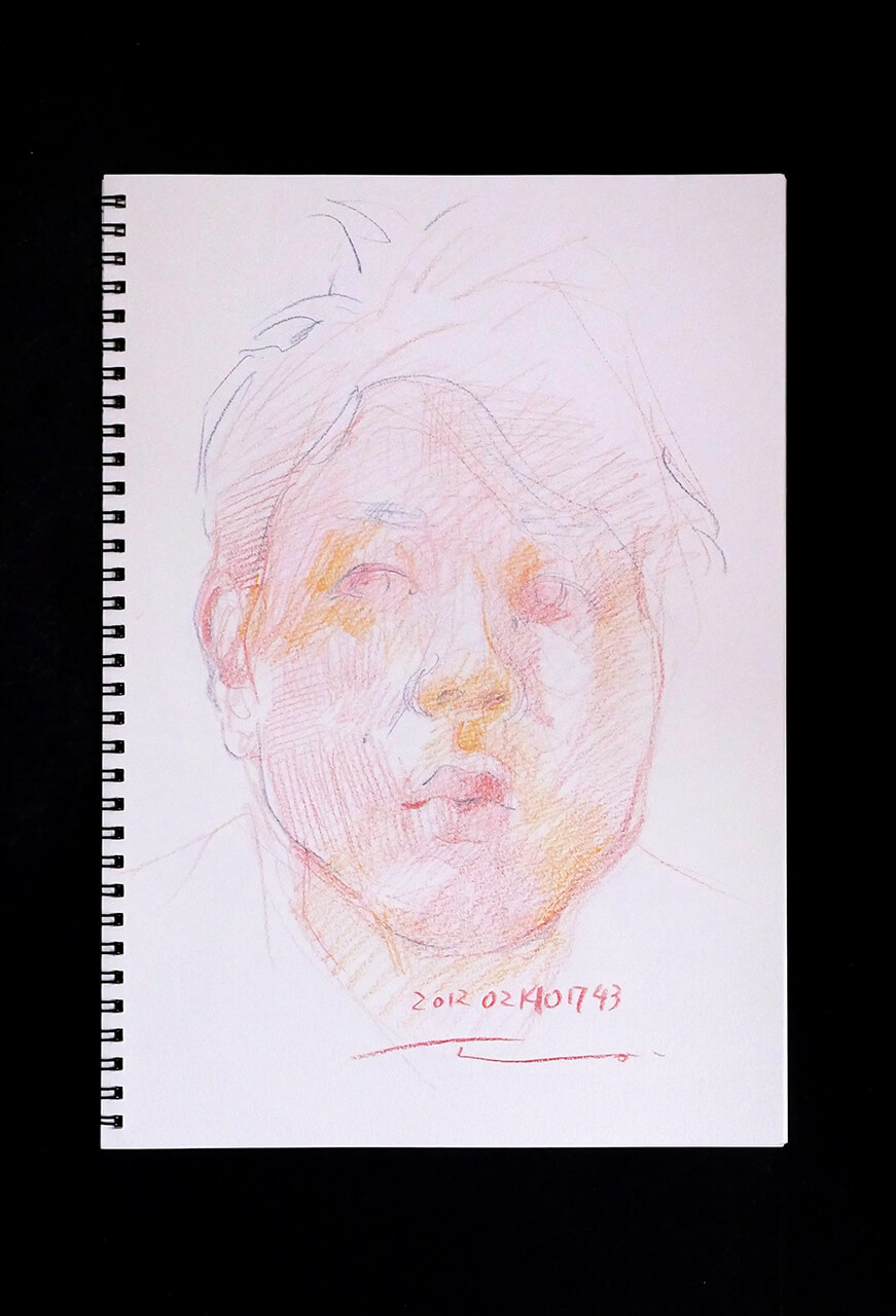 Contemporary artist SHINTAKU Tomoni's 2012/2/14 Self-portrait or pencil drawing