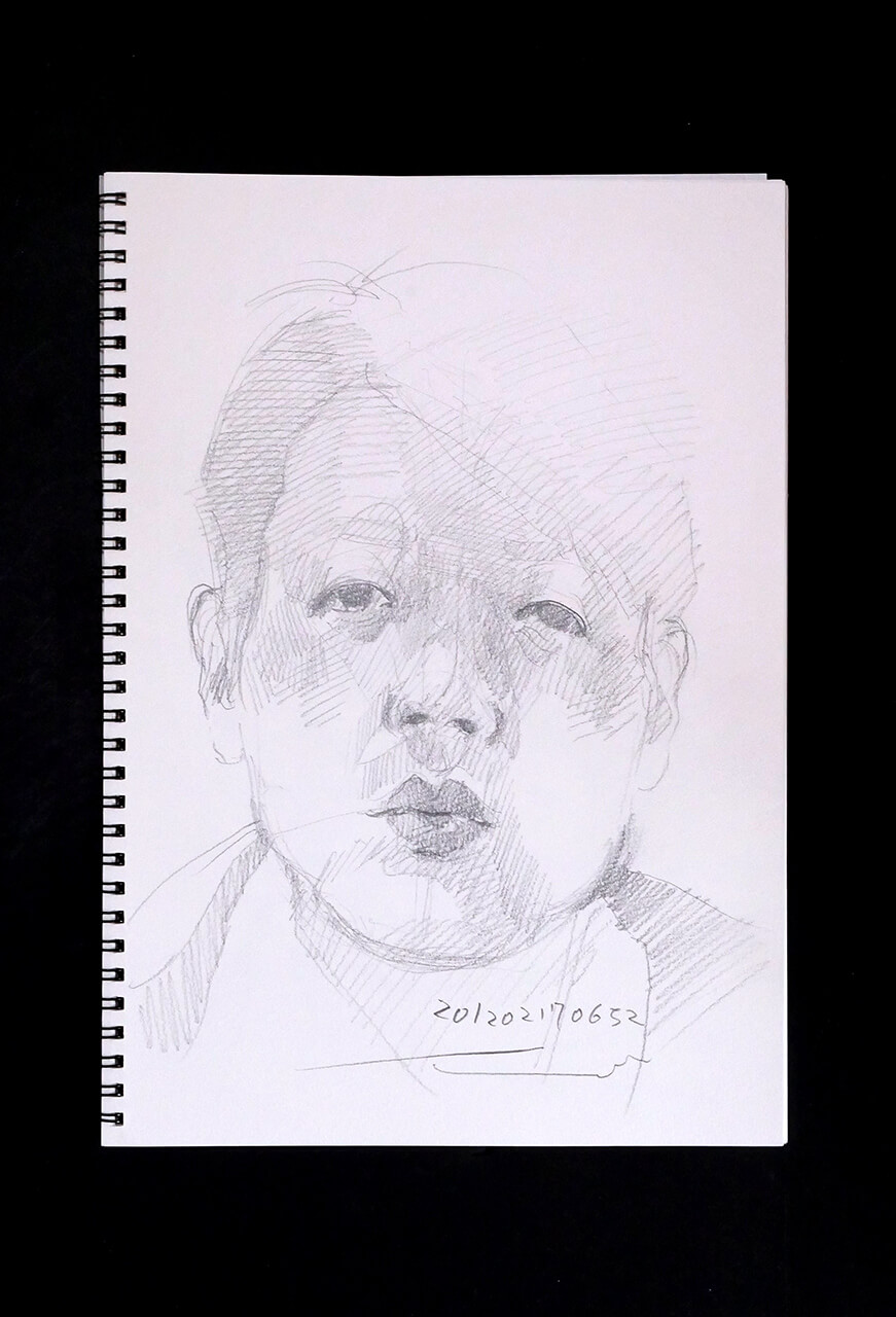 Contemporary artist SHINTAKU Tomoni's 2012/2/17 Self-portrait or pencil drawing