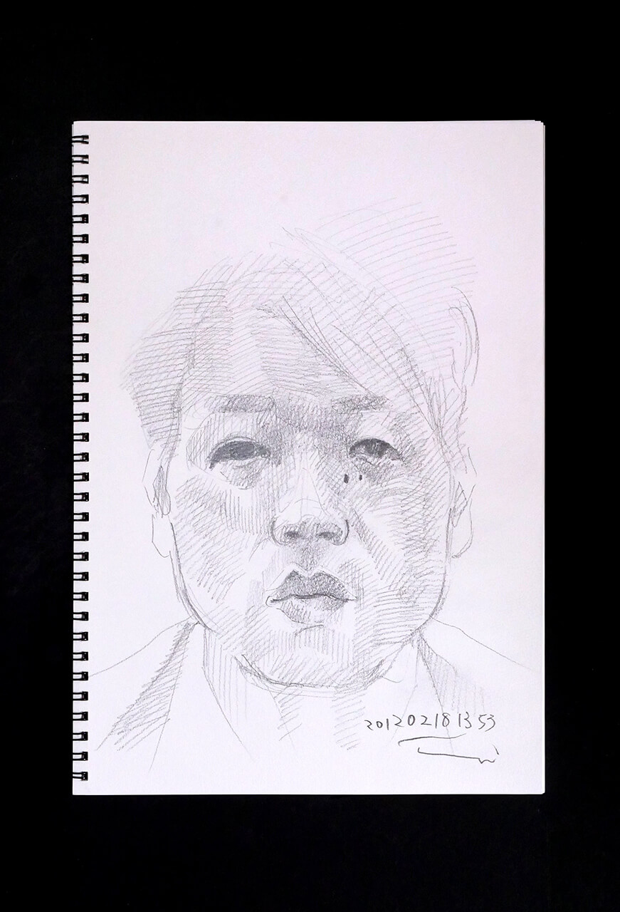 Contemporary artist SHINTAKU Tomoni's 2012/2/18 Self-portrait or pencil drawing
