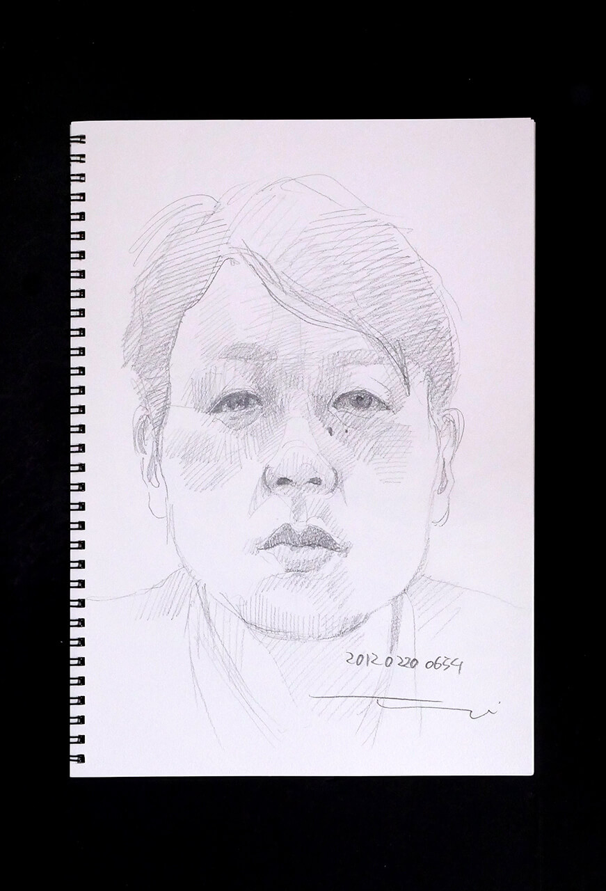 Contemporary artist SHINTAKU Tomoni's 2012/2/20 Self-portrait or pencil drawing