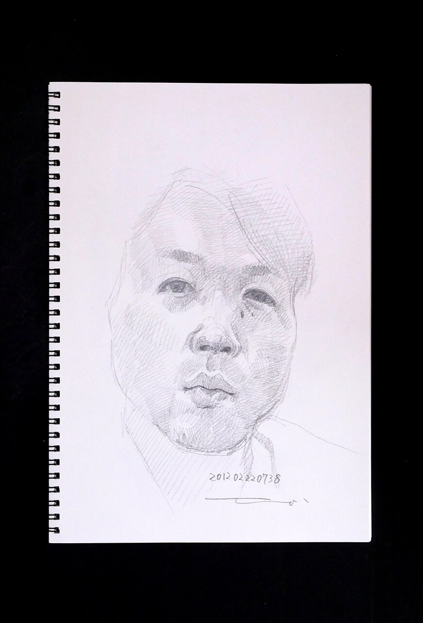 Contemporary artist SHINTAKU Tomoni's 2012/2/22 Self-portrait or pencil drawing